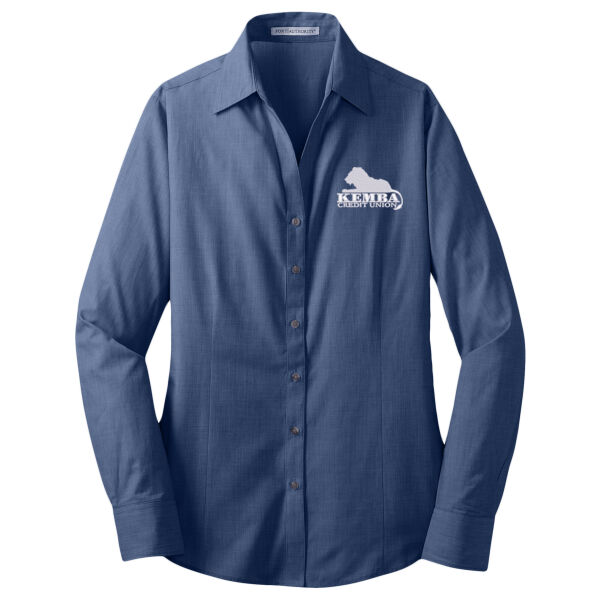 Kemba Credit Union Embroidered - Ladies Crosshatch Easy Care Shirt Thumbnail